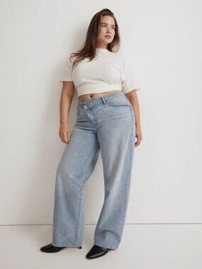 Madewell x Molly Dickson Crossover Baggy Straight Jeans Size 33 Light Blue